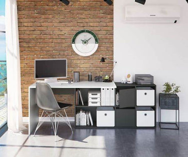 Mulberry White & Grey Reversible Large Corner Desk with Integrated Storage - UK Luxury Furniture